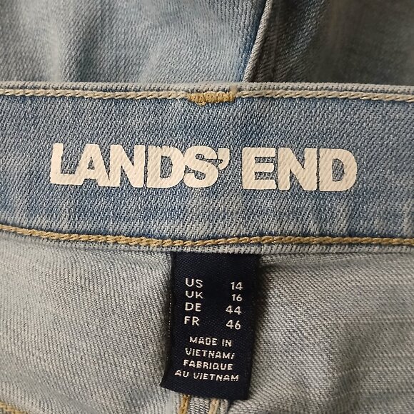 Lands End Jeans Size 14 High Rise Wide Leg Light Wash Blue Denim Stretch - Picture 7 of 9